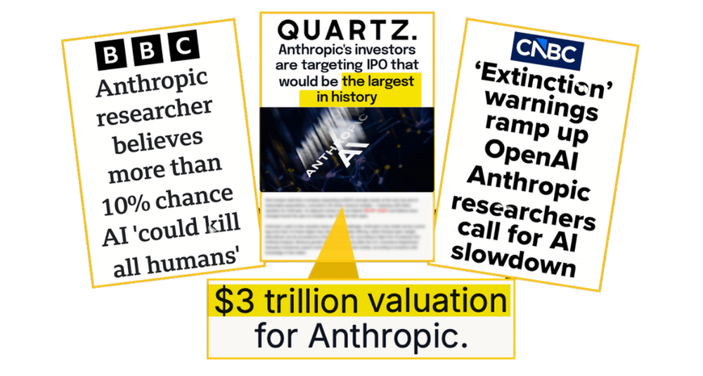 BBC, Quartz and CNBC headlines: $3 trillion valuation for Anthropic